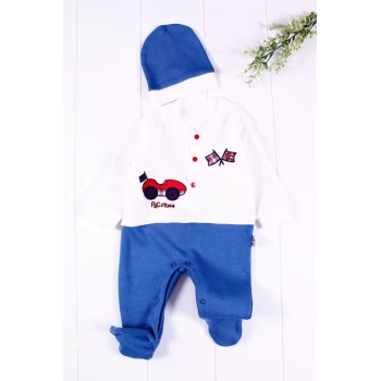 Cars Şapkalı Desenli Bebek Tulumu