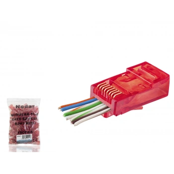 Cat6 Ez Rj45 Konnektör - 100 Adet Kirmizi / Ekonomik Poşet Paket ND2411
