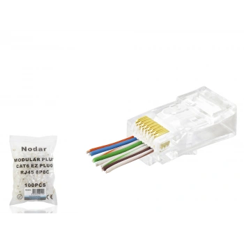 Cat6 Ez Rj45 Konnektör - 100 Adet Şeffaf / Ekonomik Poşet Paket ND2415