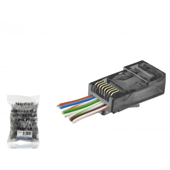 Cat6 Ez Rj45 Konnektör - 100 Adet Siyah / Ekonomik Poşet Paket ND2410