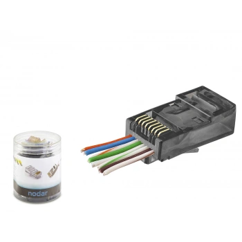 Cat6 Ez Rj45 Konnektör - 100 Adet Siyah / Özel Plastik Kutulu ND2402