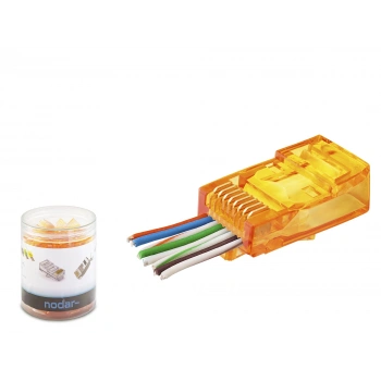 Cat6 Ez Rj45 Konnektör - 100 Adet Turuncu / Özel Plastik Kutulu ND2405