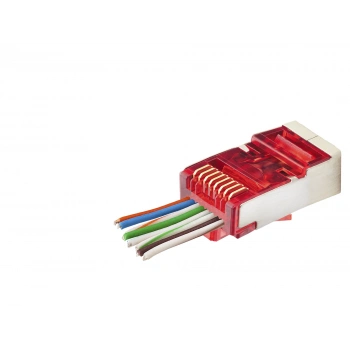 Cat6E Ez Rj45 Metal Konnektör 100 Adet Plastik Kutu - Kırmızı ND2419