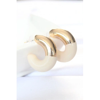 Ccb Krem Gold Çift Renk Küpe 5886