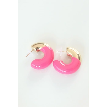 Ccb Pembe Gold Çift Renk Küpe 5886