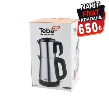 ÇELİK  ELEKTRİKLİ ÇAY MAKİNESİ  ÇAYCI  SETİ  1500W 1.8LT+ 0.8LT 360° TABAN GİZLi REZİSTANS THC-800 CM (4887)