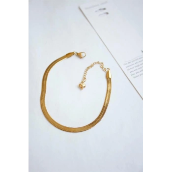 Çelik İtalyan Zincir Bileklik - Altın