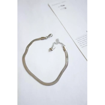 Çelik İtalyan Zincir Bileklik - Gümüş