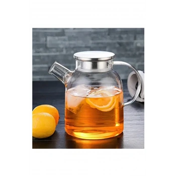 Çelik Kapaklı Borosilikat Uzun Cam Demlik 1800 Ml -CM-2003