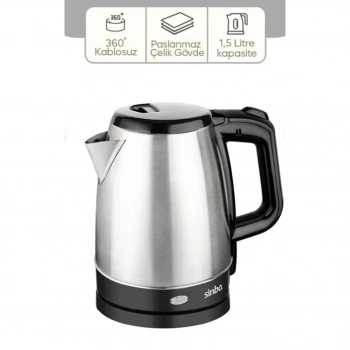ÇELİK KETTLE 1.7LT GİZLİ REZİSTANS - KABLOSUZ SK-8015 (4887)