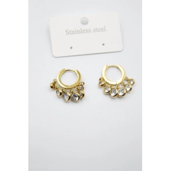 Çelik Taşlı Shakira Küpe - Altın