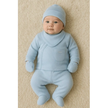 Cepli Çizgili 5li % 100 Pamuk Hastane Çıkış Seti