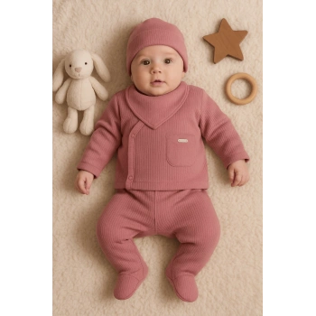 Cepli Çizgili 5li % 100 Pamuk Hastane Çıkış Seti