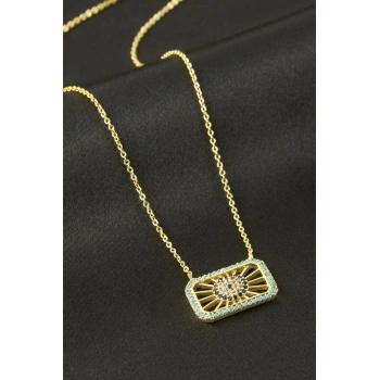 Çerçeve Nazar Zirkon Taşlı Kolye