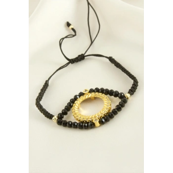 Çeyrek Altın Koyulabilir Kristal Taşlı Bileklik