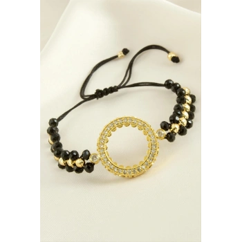 Çeyrek Altın Koyulabilir Kristal Taşlı Bileklik