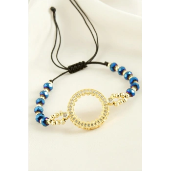 Çeyrek Altın Koyulabilir Kristal Taşlı Bileklik