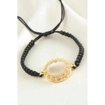 Çeyrek Altın Koyulabilir Makrome Örgülü Bileklik