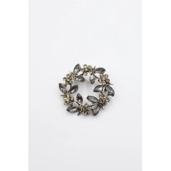 Çiçek Broş - Siyah