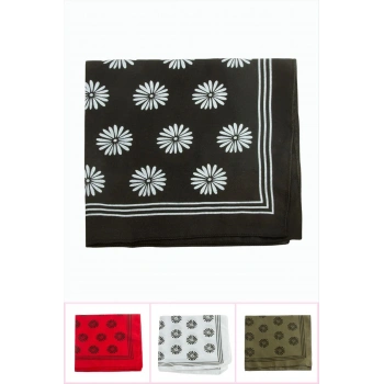 Çiçek Desenli Keten Bandana 50*50