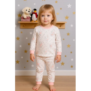 Çiçek Desenli Kız Bebek Eşofman Takımı %100 Pamuk