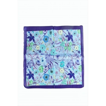 Çiçek Desenli Mor Renkli Zr Şifon Fular 50*50 cm