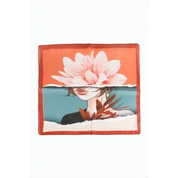 Çiçek Desenli Zr Şifon Fular 50*50 cm