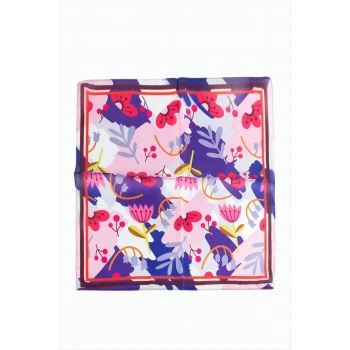 Çiçek Desenli Zr Şifon Fular 50*50 cm