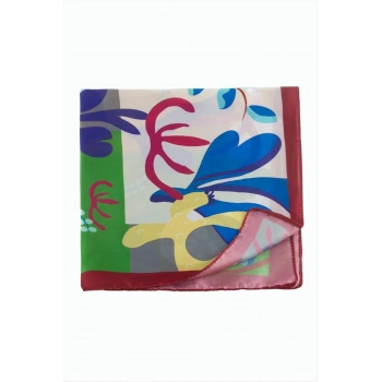 Çiçek Desenli Zr Şifon Fular 50*50 cm