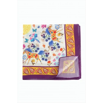 Çiçek Desenli Zr Şifon Fular 50*50 cm