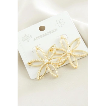 Çiçek İnci Metal Küpe