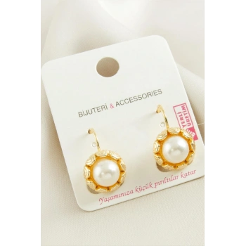 Çiçek İnci Metal Küpe