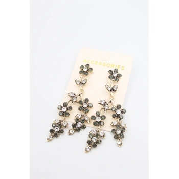 Çiçek Küpe - Siyah