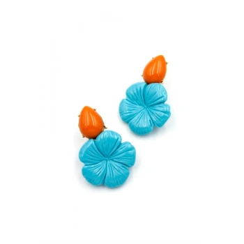 Çiçek Küpe - Turkuaz