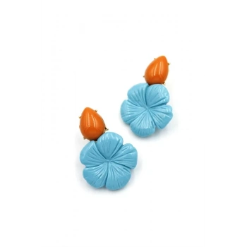 Çiçek Küpe - Turkuaz