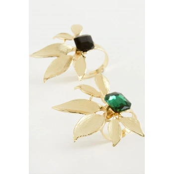 Çiçek Metal Taşlı Yüzük 1 Adet