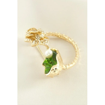 Çiçek Mineli Taşlı Broş