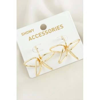 Çiçek Oval Metal Küpe