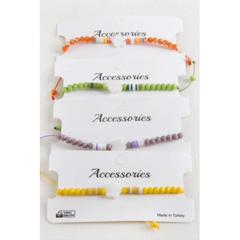 Çiçek Sedef Kristal Makrome İp Bileklik