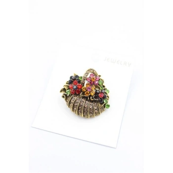 Çiçek Sepeti Broş - Bronz