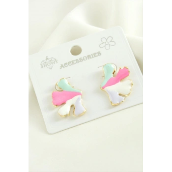 Çiçek Trend Mineli Metal Küpe