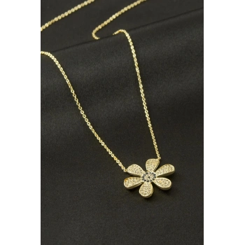 Çiçek Zirkon Taşlı Kolye