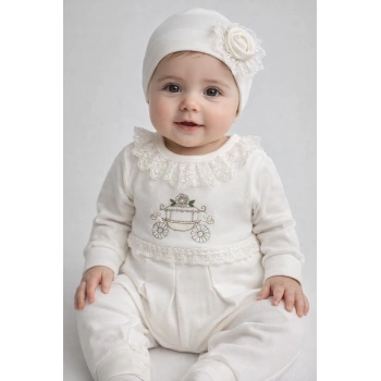 Çiçekli Araba Nakışlı Dantelli Tulum