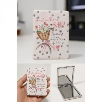 Çiçekli Bisiklet Tasarımlı Simli Büyüteçli Pratik Mini Cep Çanta Makyaj Aynası