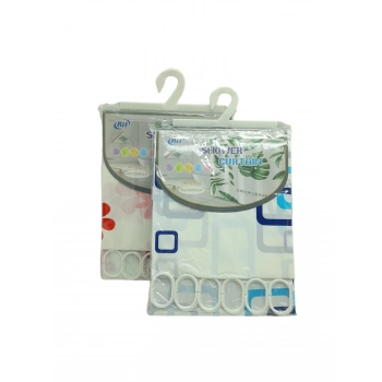 ÇİF KANAT PVC BANYO PERDESİ 2  PARÇA  X 90X180CM - 12 HALKALI (4887)