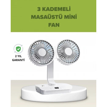 Çift Kafalı Masaüstü Ve Duvar Tipi Sessiz Usb Şarjlı Fan