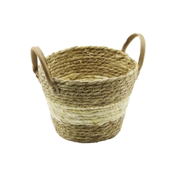 ÇİFT KULPLUHASIR SEPET - ÇOK AMAÇLI ORGANİZER Ç-TABAN:16CM--AĞIZ:24CM - Y: 18CM (4887)