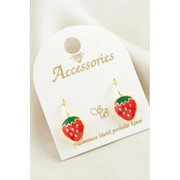 Çilek Mineli Klipsi Küpe