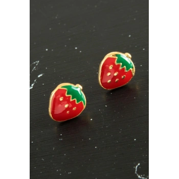 Çilek Mineli Minik Küpe