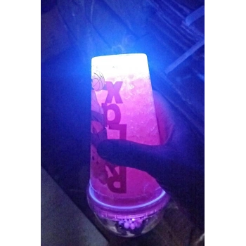 Çılgın Suluk Pipetli Buzlu Cam Görünümlü Led Işıklı 450 ML Çift Katman Mika 2093 Pembe